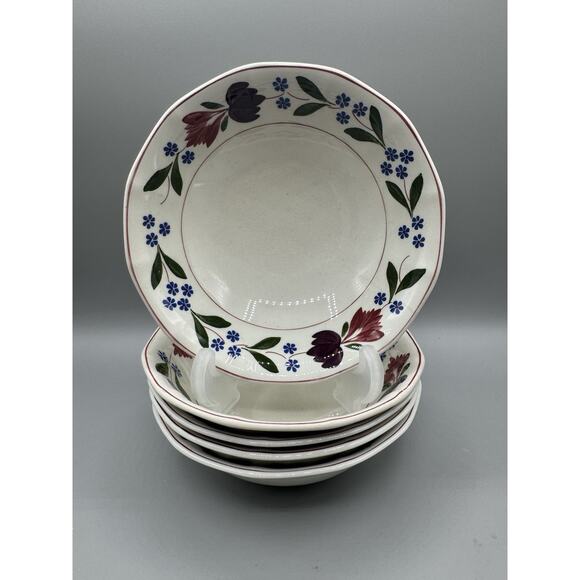 Adams Old Colonial Cereal Bowls 6.25" England Ironstone Set of Five Vintage - Picture 1 of 8
